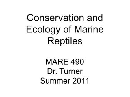 Conservation and Ecology of Marine Reptiles MARE 490 Dr. Turner Summer 2011.