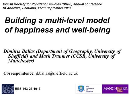 Building a multi-level model of happiness and well-being