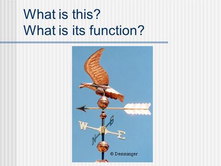 What is this? What is its function?. Your Thoughts What affects a wind vane’s “vanability” (its ability to work properly)?