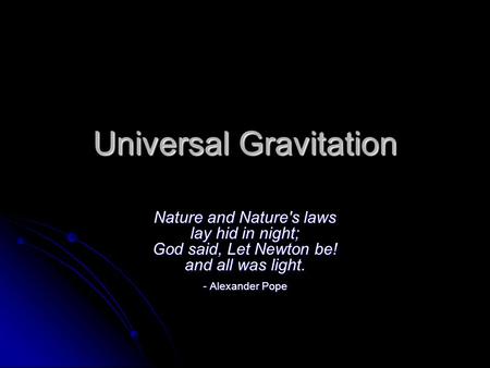 Universal Gravitation