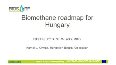 Www.biosurf.euSlide ‹#› of [total number of slides] This project has received funding from the European Union’s Horizon 2020 research and innovation programme.