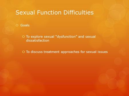 Sexual Function Difficulties