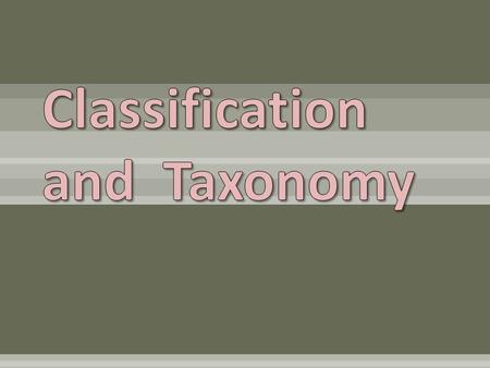 Classification and Taxonomy