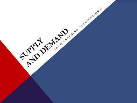 SUPPLY AND DEMAND (AND GRAPHING APPLICATIONS). SUPPLY AND DEMAND: MODELING A COMPETITIVE MARKET  For a market to be competitive, there has to be several.