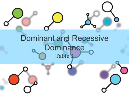 Dominant and Recessive Dominance Table 3. Alleles sequence of DNA any of several forms of a gene determine the genotype (genetic constitution of an organism.