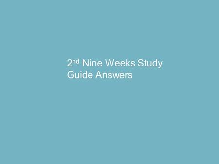 2 nd Nine Weeks Study Guide Answers. Standard 3- Photosynthesis 1. What is photosynthesis? A process used by autotrophs to produce their own food using.