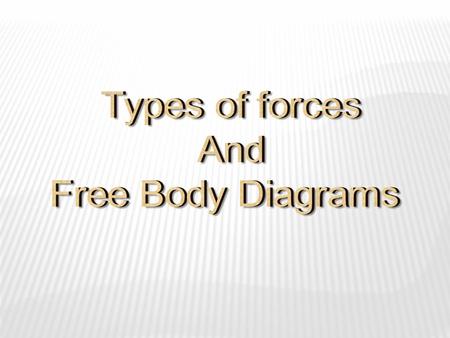 Forces are usually divided into two types. 1.Contact forces occur because of physical contact between objects. Examples: pushing open a door pulling.