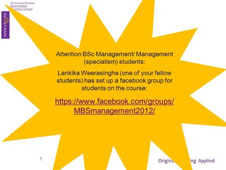 Attention BSc Management/ Management (specialism) students: Lankika Weerasinghe (one of your fellow students) has set up a facebook group for students.