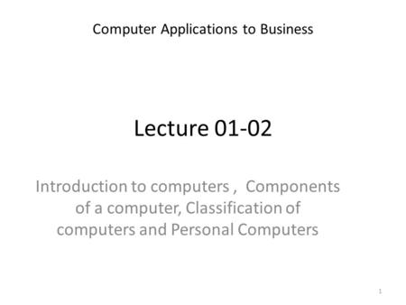 Computer Applications to Business