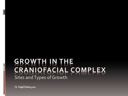 Sites and Types of Growth Dr Majid Heidarpour. Basic Concepts (1) The sites or location of growth, (2) The type of growth occurring at that location,