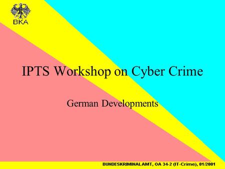 IPTS Workshop on Cyber Crime German Developments.