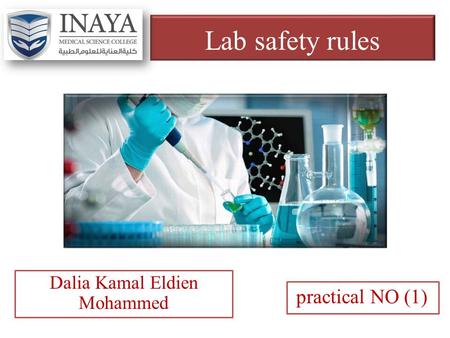 Lab safety rules practical NO (1) Dalia Kamal Eldien Mohammed.