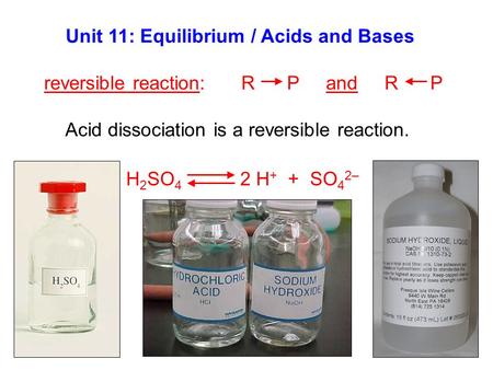 Unit 11: Equilibrium / Acids and Bases