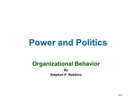 Organizational Behavior