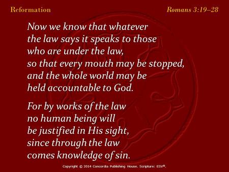 Now we know that whatever the law says it speaks to those who are under the law, so that every mouth may be stopped, and the whole world may be held accountable.