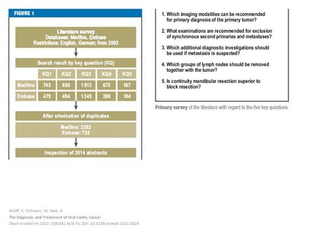 Wolff, K; Follmann, M; Nast, A The Diagnosis and Treatment of Oral Cavity Cancer Dtsch Arztebl Int 2012; 109(48): 829-35; DOI: 10.3238/arztebl.2012.0829.