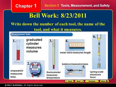 Section 5  Tools, Measurement, and Safety