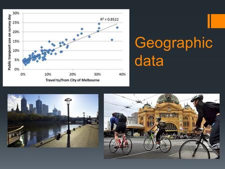 Geographic data. Types of Geographic data  Surveys  Photographs  Sketches  Numerical data (eg counting the number of a particular item in an area)