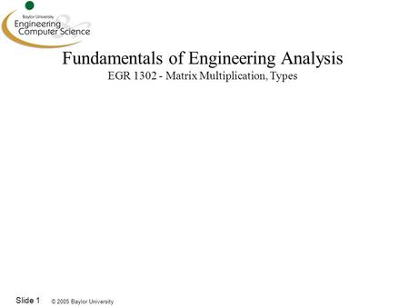 Fundamentals of Engineering Analysis