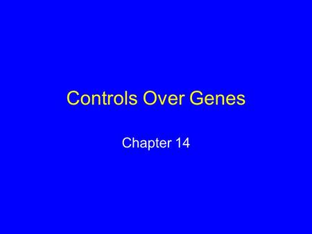 Controls Over Genes Chapter 14. Gene Control Which genes are being expressed in a cell depends upon: The type of cell Internal chemical conditions External.