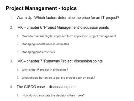 Project Management - topics