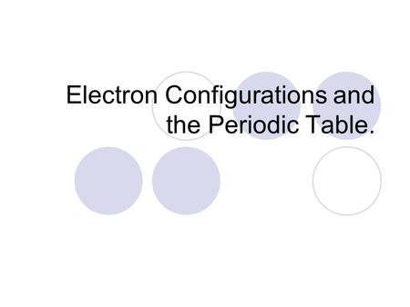 Electron Configurations and the Periodic Table.