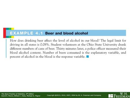 Copyright ©2013, 2010, 2007, 2004 by W. H. Freeman and Company The Basic Practice of Statistics, 6 th Edition David S. Moore, William I. Notz, Michael.