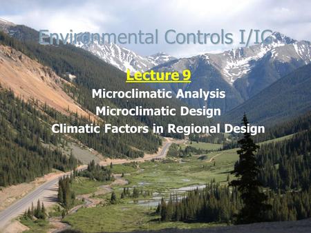 Environmental Controls I/IG