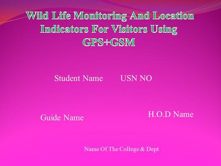 Student Name USN NO Guide Name H.O.D Name Name Of The College & Dept.