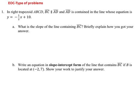 EOC-Type of problems. 1 1 2 Objective: Find area of polygons. Warm up 1.Find the area of the following figure. Write a formula for its area.