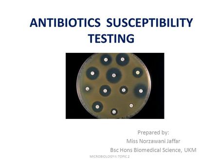 ANTIBIOTICS SUSCEPTIBILITY TESTING