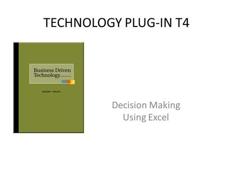 Decision Making Using Excel