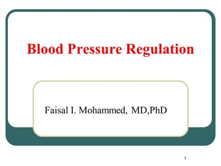 Blood Pressure Regulation