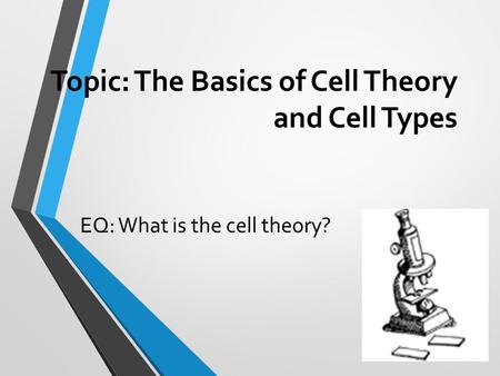 Topic: The Basics of Cell Theory and Cell Types EQ: What is the cell theory?