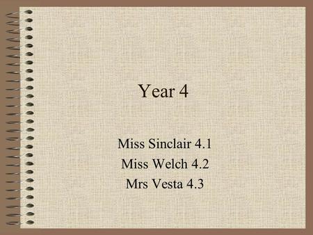 Year 4 Miss Sinclair 4.1 Miss Welch 4.2 Mrs Vesta 4.3.