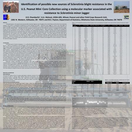 Identification of possible new sources of Sclerotinia blight resistance in the U.S. Peanut Mini Core Collection using a molecular marker associated with.