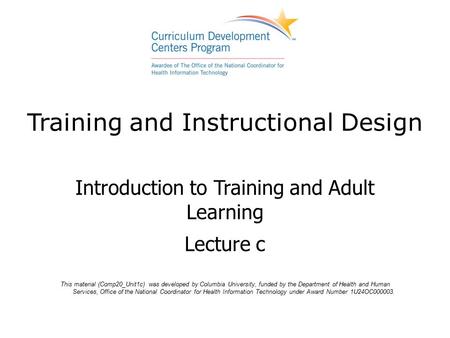 Training and Instructional Design