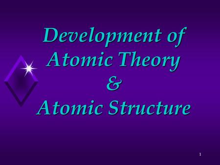 1 Development of Atomic Theory & Atomic Structure.