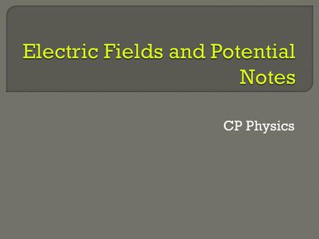 CP Physics.  Space around every electric charge acts as a force field that will interact with other charges  Can only observe a field by watching the.