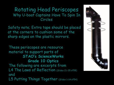 Rotating Head Periscopes Why U-boat Captains Have To Spin In Circles These periscopes are resource material to support parts of STAO’s ScienceWorks Grade.