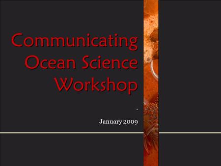 Communicating Ocean Science Workshop. January 2009. January 2009.