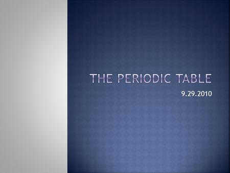 9.29.2010.  Dmitri Mendeleev began looking for patterns among the properties of the elements in the 1860’s  What properties did he include? Density,