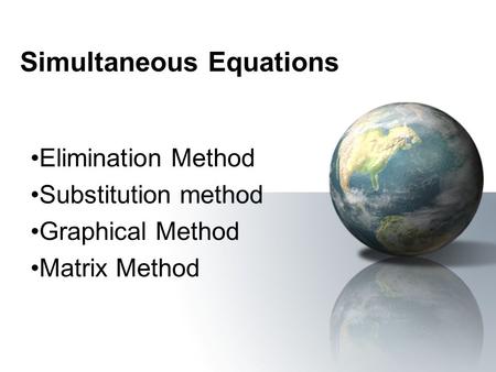 Simultaneous Equations