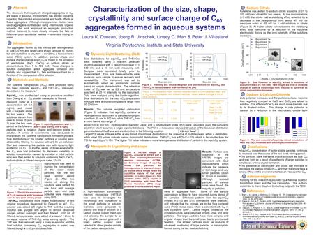 200 nm 50 nm Characterization of the size, shape, crystallinity and surface charge of C 60 aggregates formed in aqueous systems Laura K. Duncan, Joerg.