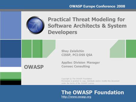 Practical Threat Modeling for Software Architects & System Developers