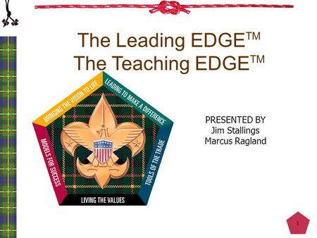 1 The Leading EDGE TM The Teaching EDGE TM PRESENTED BY Jim Stallings Marcus Ragland.