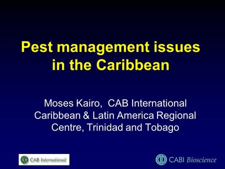 Pest management issues in the Caribbean