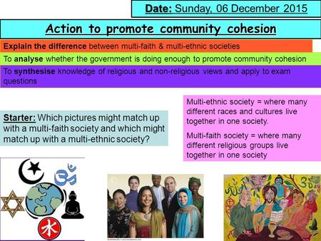 Action to promote community cohesion