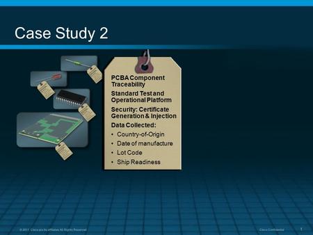 Cisco Confidential 1 © 2011 Cisco a/o its affiliates All Rights Reserved Case Study 2 Component Description Standard Test and Operational Platform Data.