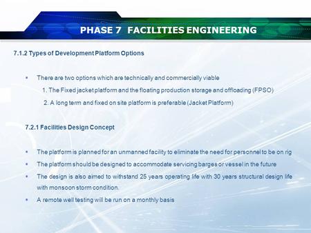 PHASE 7 FACILITIES ENGINEERING